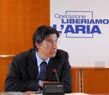Il presidente Errani alla presentazione della campagna Liberiamo l'aria nel febbraio 2002